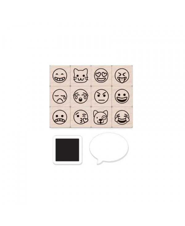 Emoji Icons Mini Tub (12 Stamps w/Mini Ink Pad)